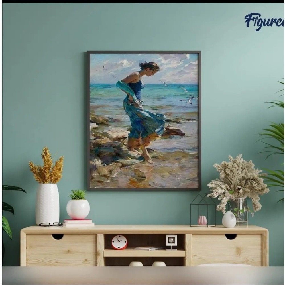 Figured Art Paint by Numbers Kit Coastal Woman‎ 16x20 Acrylic Canvas - Picture 2 of 7